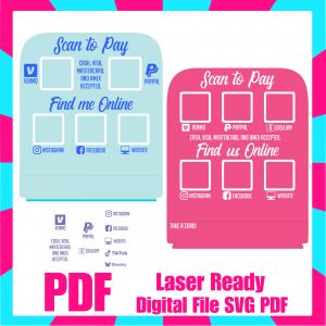 Scan to Pay Sign and Business Card Holder - 2 styles - SVG