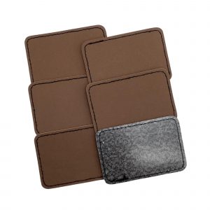 Dark Brown Leatherette Stitched Patches with Adhesive 2" x 3" 10 Pack