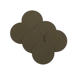 Gray ROUND Leatherette Stitched Patches with Adhesive 2.5" 10 Pack