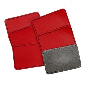 Red Leatherette Stitched Patches with Adhesive 2" x 3" 10 Pack